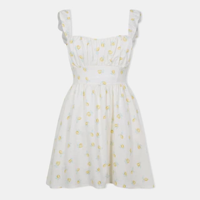 Jack Wills Patterned Tie Back Dress Lemon Print female 6 (2XS)