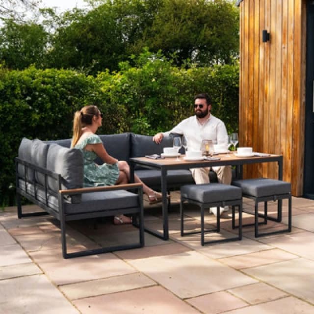 Monstershop Aluminium Corner Sofa Set - Wood Effect in Grey Grey Unisex