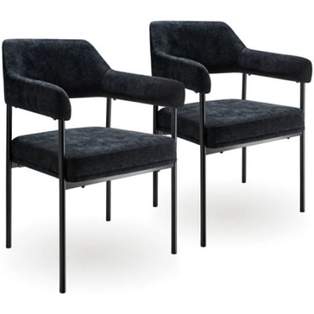 Tectake Set Of 2 Armchair Doe - Durable Fabric, Black Powder-Coated Legs, 120 Kg Load, 58 X 62 X 85cm - Woven Fabric Black/black