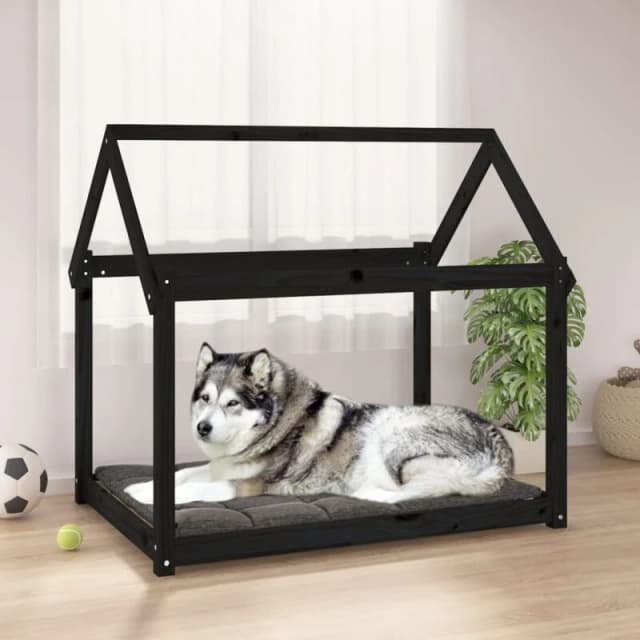 VIDAXL Dog Bed Black 111x80x100cm Solid Wood Pine Vidaxl 8720287207184