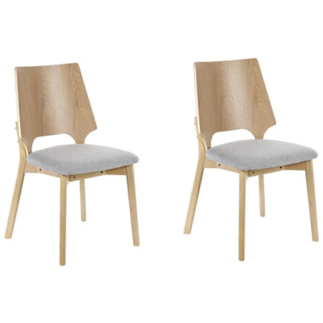 Beliani Set Of 2 Dining Chairs Abee Light Brown