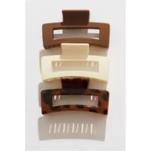I Saw It First Three Pack Rectangle Hair Claws - Brown