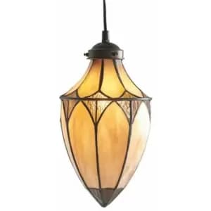 Tiffany Glass Hanging Ceiling Pendant Light Dark Bronze Cream Lamp Shade i00083