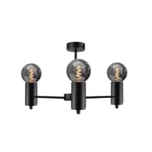 Arde Multi Arm Semi Flush Ceiling Light Black, 60cm, 3x E27
