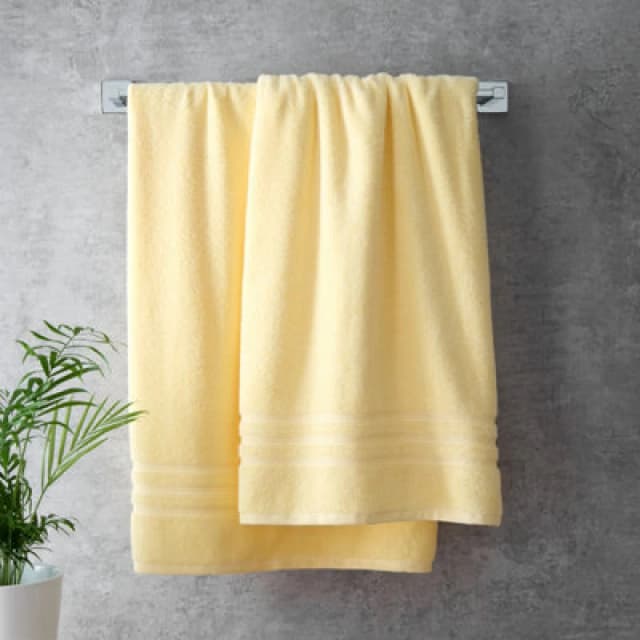 Catherine Lansfield Zero Twist Cotton 90X140Cm Bath Sheet Pair Yellow