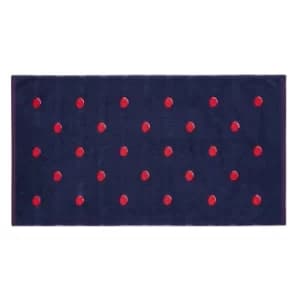 Joules Shadow Spot 100% Cotton Comet Bath Mat Navy Blue/Red