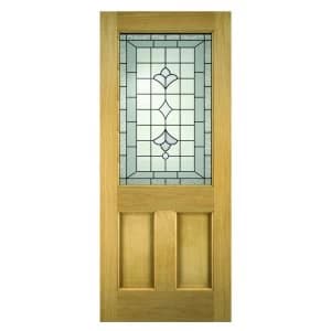Wickes Avon External Oak Veneer Door Glazed 2 Panel 1981 x 762mm