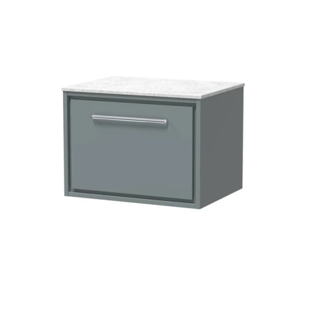 Balterley 600mm Wall Hung Single Drawer Vanity & Marble Worktop - Coastal Grey Grey Unisex