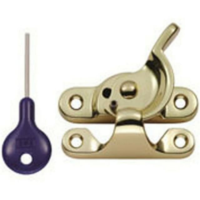 Loops Locking Fitch Pattern Sash Window Fastener 49mm Fixing Centres Polished Brass Metallics unisex