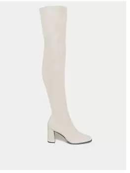 Long Tall Sally Heeled Over The Knee Pu Natural, Beige, Size 10, Women