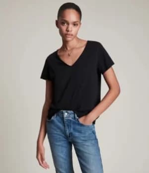 AllSaints Womens Cotton Comfortable Regular Fit Emelyn Tonic T-Shirt, Black, Size: S