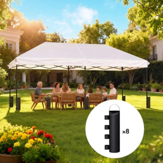 Outsunny 8 Pack Gazebo Sand Weights Bags, 40 Kg Heavy Duty Sandbags, Black