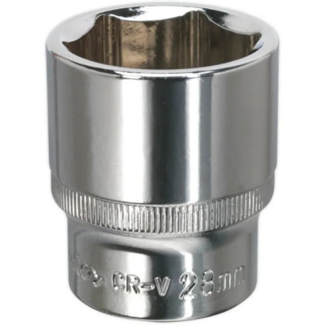 Loops 28mm Forged Steel Drive Socket - 1/2" Square Drive - Polished Chrome Vanadium Metallics