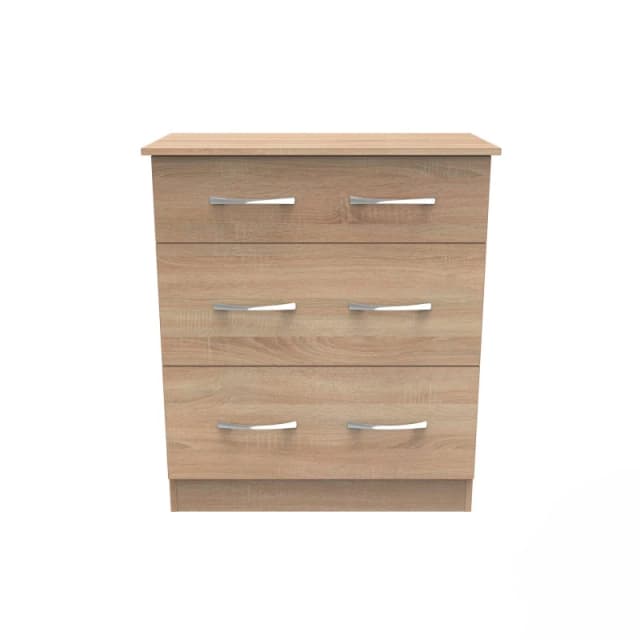 Heddon 3 Drawer Deep Chest In Bardolino Oak (Ready Assembled)