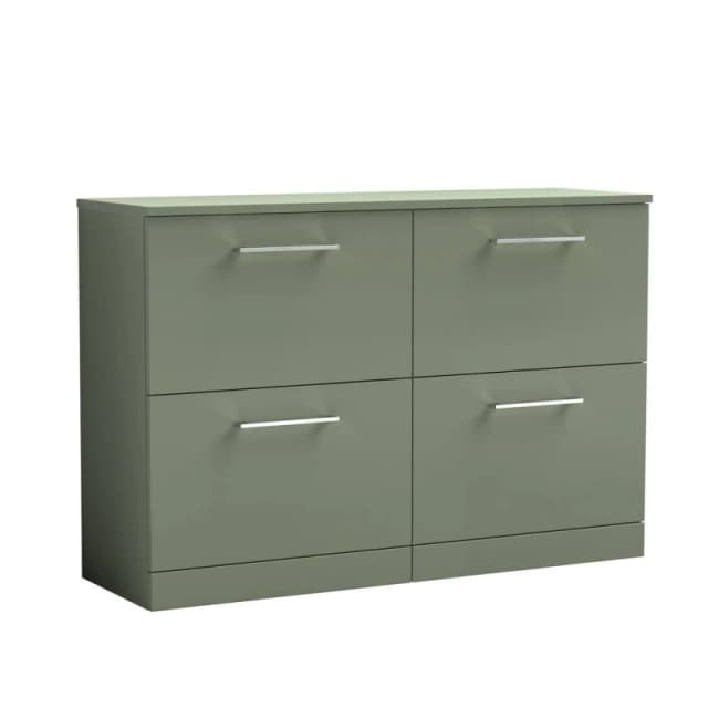 Balterley Level 1200mm Floor Standing 4 Drawer Vanity Unit & Worktop Satin Green Green Unisex