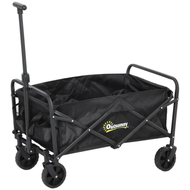 Outsunny Outsunny 62L Festival Trolley, 120kg Heavy Duty Folding Trolley Cart, Black