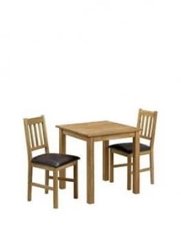 Julian Bowen Coxmoor 75 X 75cm Square Solid Oak Dining Table + 2 Chairs