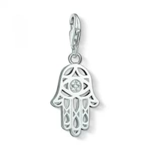 Ladies Thomas Sabo Sterling Silver Charm Club Anniversary Hand Of Fatima Diamond Charm Pendant