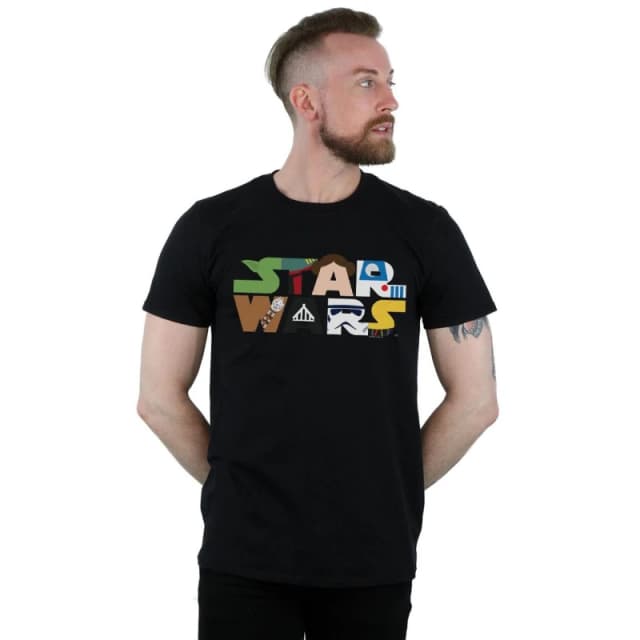 Star Wars Star Wars Men Character Logo T-Shirt in Black Size: Small Black S Male 5059308831927