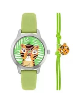 Tikkers Tikkers X WWF - Tiger Dial Watch & Tiger Charm Bracelet