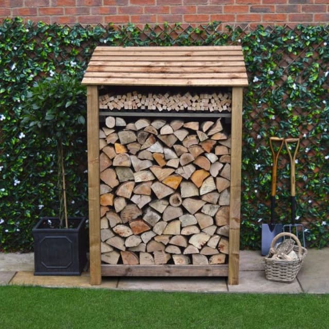 Rutland County Garden Furniture Ltd Greetham 6ft Log Store with Kindling Shelf, L80 x W123 x H181cm, Brown Brown Unisex