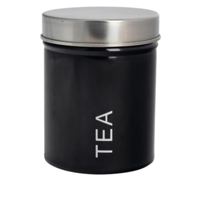 Harbour Housewares Kitchen Tea Canister - Black - Round Metal Storage Caddy Tin Jar