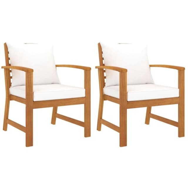 VIDAXL Garden Chairs 2 pcs with Cream Cushions Solid Wood Acacia Vidaxl 8720286875957