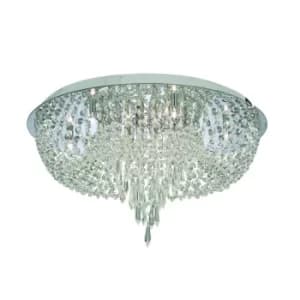 Orion 10 Light Ceiling Semi Flush Light Chrome, Crystal Glass, G4 Bulb