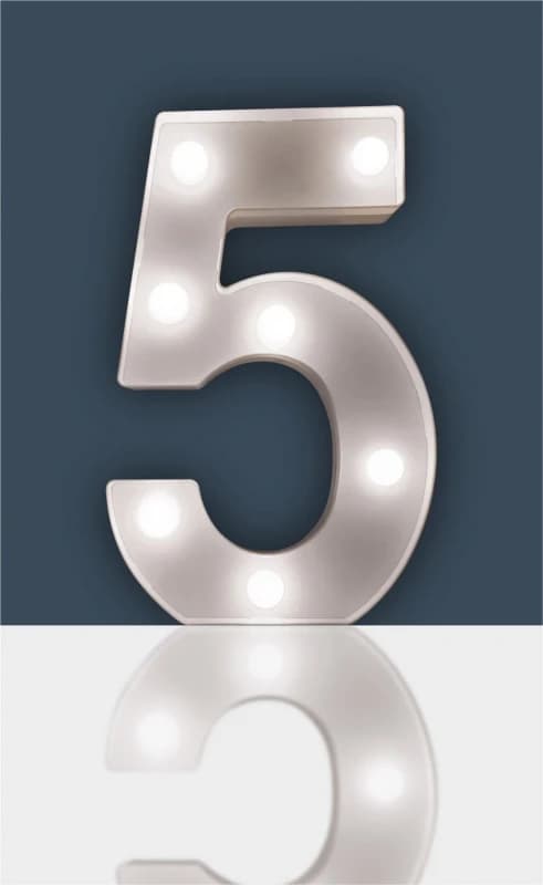 STHELENS "5" Light Up 3D LED 22cm Numbers Party Birthday Wedding Battery Operated ELV-362752
