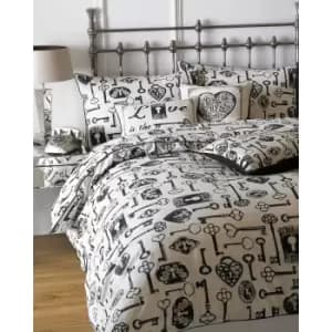 Riva Home Keys Duvet Set (Double) (Linen/Black)
