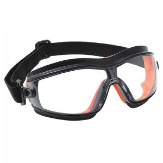 Portwest Slim Safety Goggles PW26CLR Frame: Black / Orange
