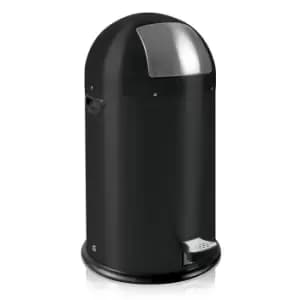 Push rubbish bin with pedal, capacity 33 l, HxØ 700 x 350 mm, black, matt finish