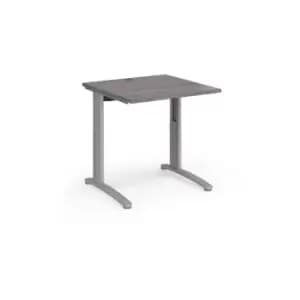 Dams TR10 height settable straight desk 800mm x 800mm - silver frame, grey oak t