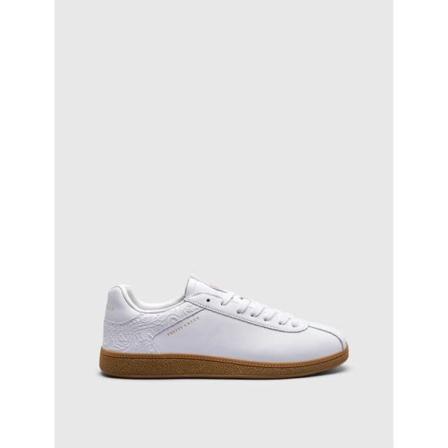 Pretty Green Mens Zetas Leather Low-Top Trainers White/Gum male 7 (41)