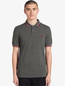 Fred Perry Twin Tipped Polo Shirt - Grey, Size 2XL, Men