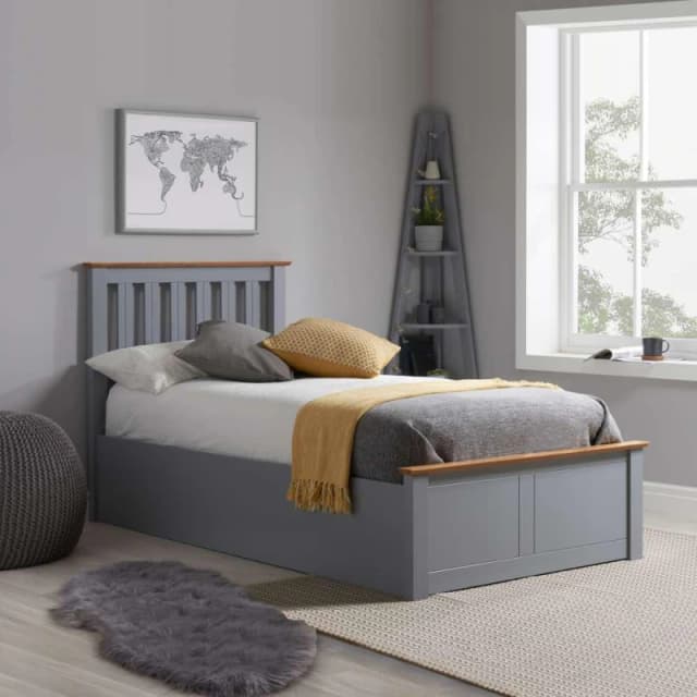 ASC Sydney 3ft Single Stone Grey Wooden Ottoman Bed Frame