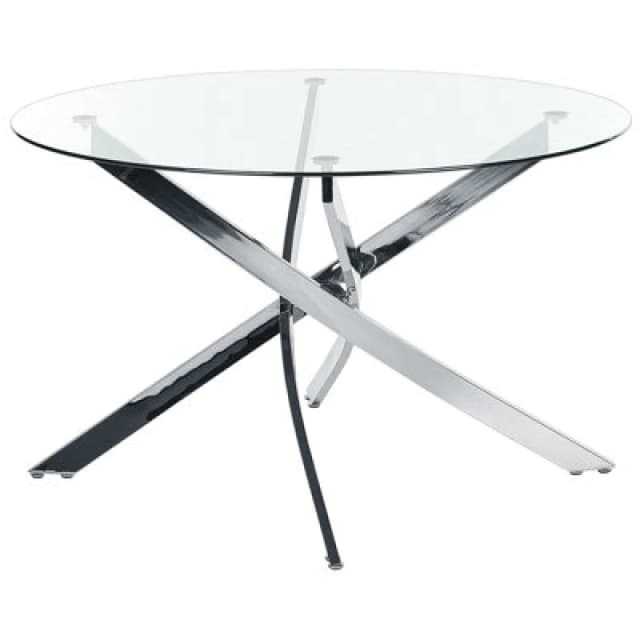 Beliani Dining Table Maramo Silver 120 Cm 120 Cm Tempered Glass