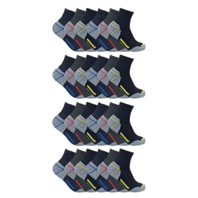 Sock Snob Sock Snob Men 24 Pairs Multipack Ultimate Cotton Rich Work Ankle Socks in Black Size: 6-11 Black 6-11 Male 5056632630332