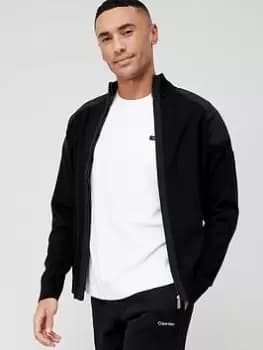 Calvin Klein Mix Media Zip Through Jacket - Black, Size XL, Men