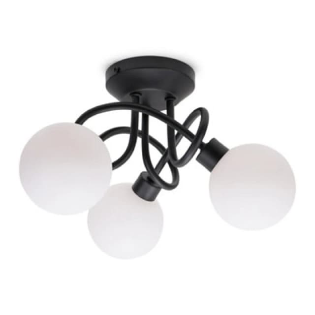 ValueLights Velika 3 Way Opaque Flush Ceiling Light Black