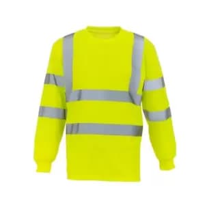 Yoko Adults Unisex Hi-Vis Long Sleeve T-Shirt (L) (Yellow)