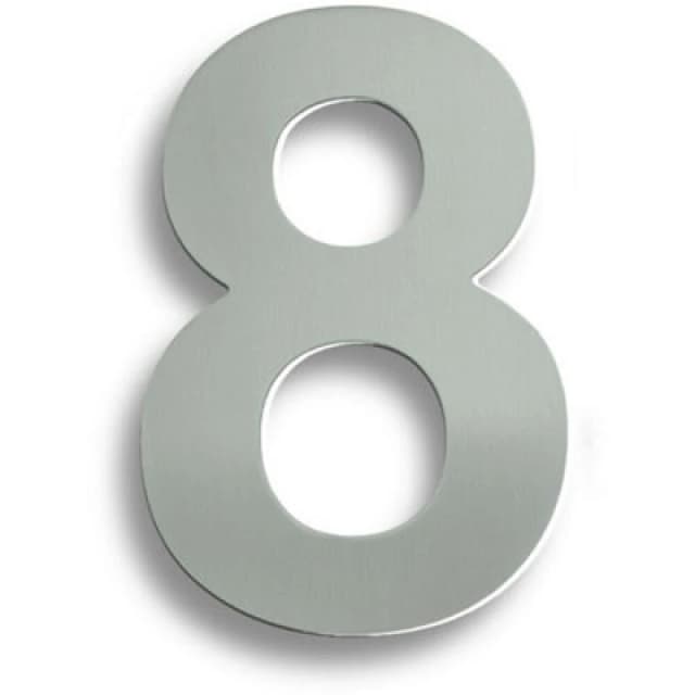 Loops 178mm Front Door Numerals '8' 150mm Fixing Centres Satin Stainless Steel Metallics