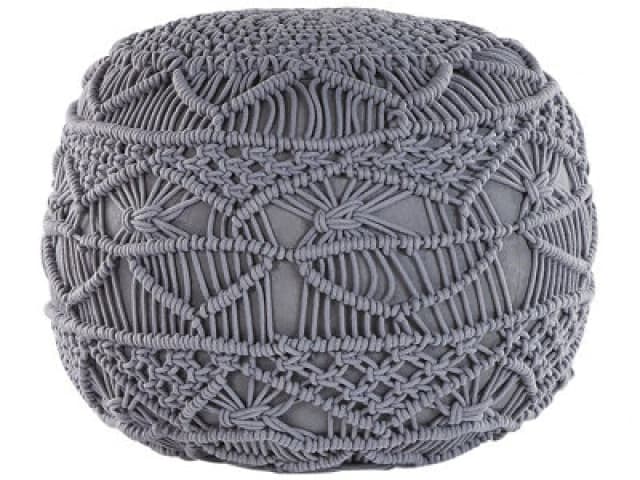 Beliani Pouffe Macrame Kayseri Cotton Grey