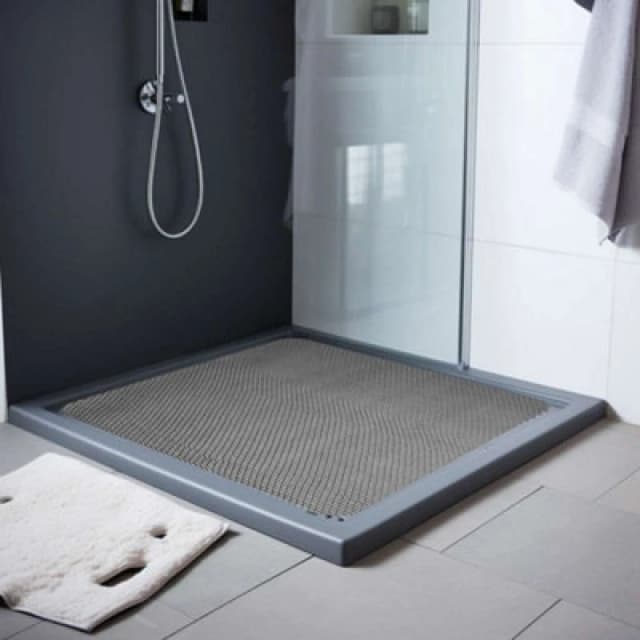 Nicoman Reversible Dual-Colour Grey/brown Pvc Anti Slip Shower Mat Bath Mat - Square 53X53Cm