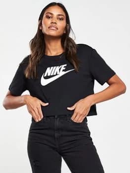 Nike Sportswear Essential Futura SS Crop Tee - Black Size M Women