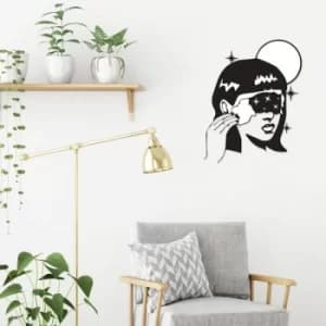 Space Girl Black Decorative Metal Wall Accessory
