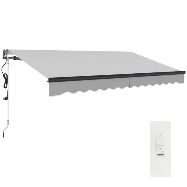Outsunny 3.5 x 3(m) Electric Retractable Awning w/ Aluminium Frame - Light Grey TJ Hughes 5063603824614