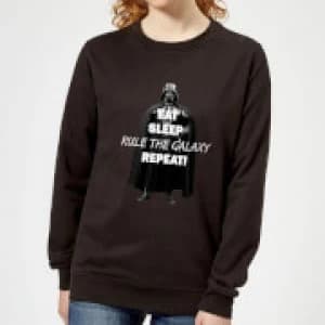 Star Wars Eat Sleep Rule The Galaxy Repeat Womens Sweatshirt - Black