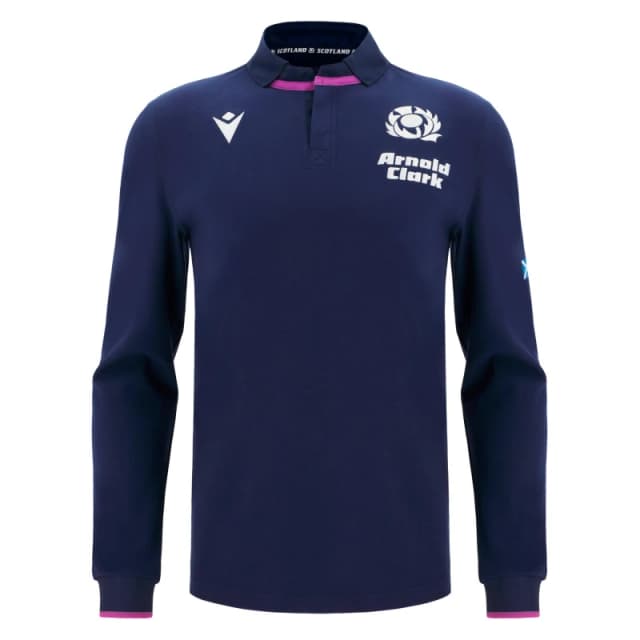 Macron Scotland Rugby Long Sleeve Home Shirt 2025 Adults Navy male Small
