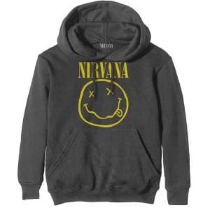 Nirvana - Yellow Smiley Unisex X-Large Hoodie - Grey